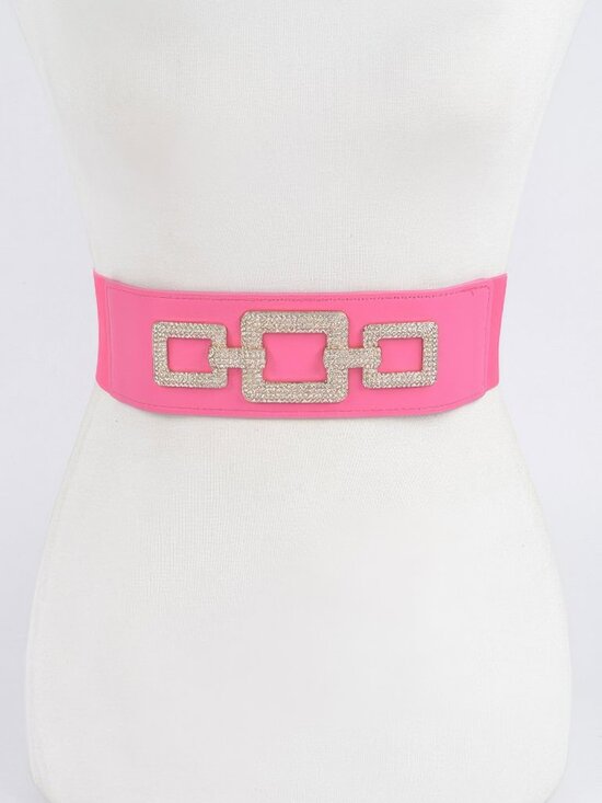 Rhinestone Link Plus Size Elastic Belt